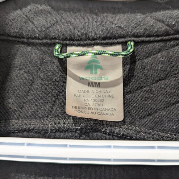 Woods Black Quilted Pullover Women's Cottagecore M 26 Inch L Elbow Patches! - Picture 5 of 8